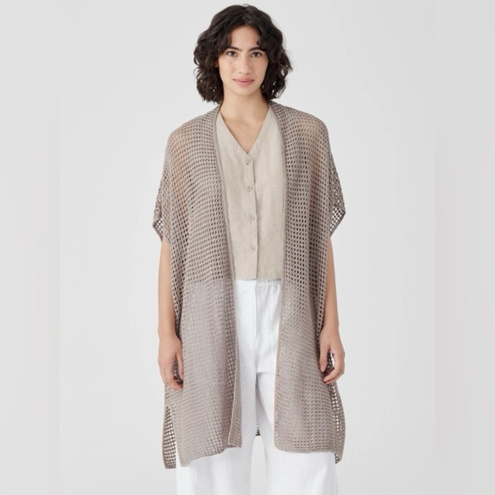 NWT Eileen Fisher Organic Linen Délavé Long Cardigan Sz 1X/2X